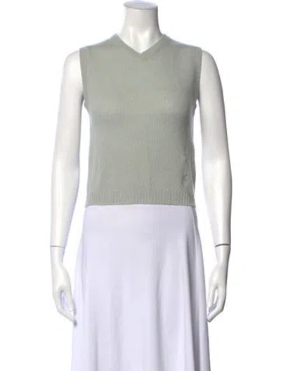 Pre-owned Doen Cashmere V-neck Sweater In Green