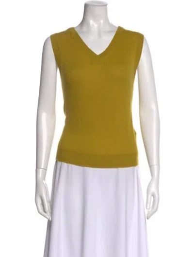Pre-owned Doen Cashmere V-neck Sweater In Yellow