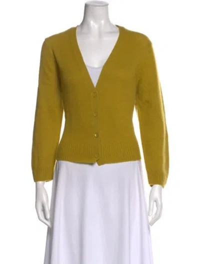 Pre-owned Doen Cashmere V-neck Sweater In Yellow