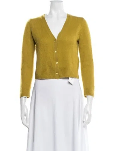 Pre-owned Doen Cashmere V-neck Sweater In Yellow