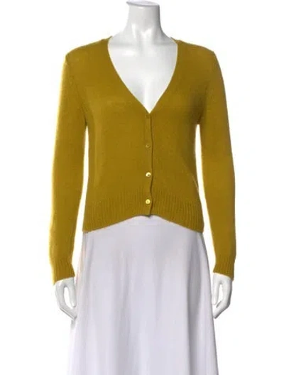 Pre-owned Doen Cashmere V-neck Sweater In Yellow
