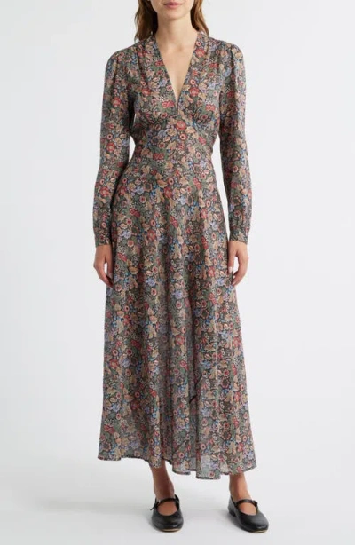 Doen Dôen Charleston Floral Long Sleeve Cotton Maxi Dress In Multi