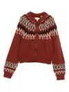 Doen Clarke Patterned-intarsia Cardigan In Brown