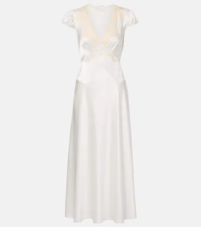 Doen Dôen Coraline Lace-trimmed Silk Midi Dress In White