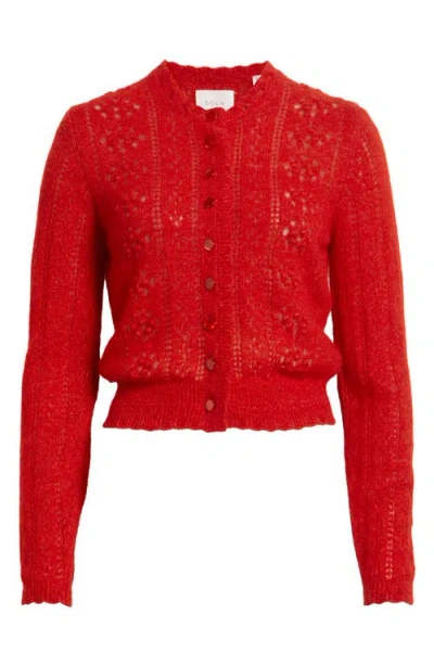 Doen Dôen Cosette Pointelle Cardigan In Red