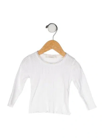 Pre-owned Doen Babies' Cotton Long Sleeve T Shirt In White