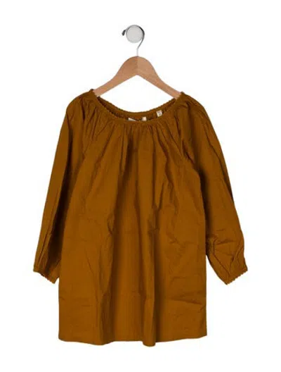 Pre-owned Doen Kids' Cotton Long Sleeve Top W/tags In Brown