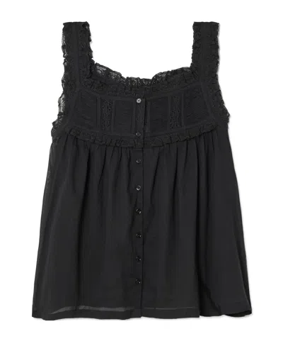 Doen Cotton-voile Top In Black