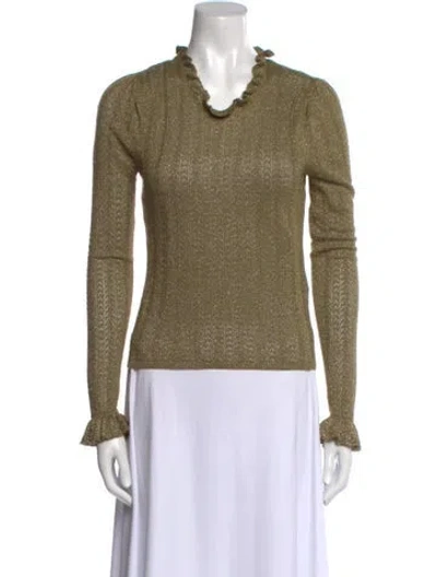 Pre-owned Doen Cowl Neck Long Sleeve Sweatshirt In Green