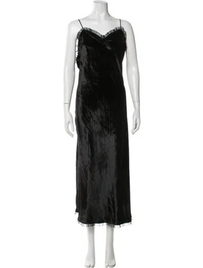 Pre-owned Doen Cowl Neck Midi Length Dress In Black