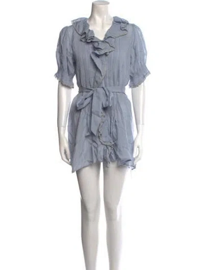Pre-owned Doen Cowl Neck Mini Dress In Blue