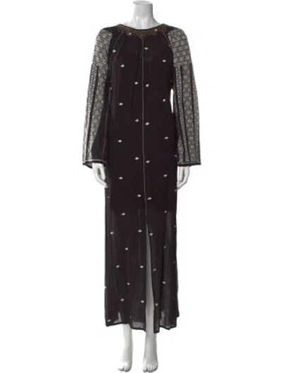 Pre-owned Doen Crew Neck Long Dress In Black