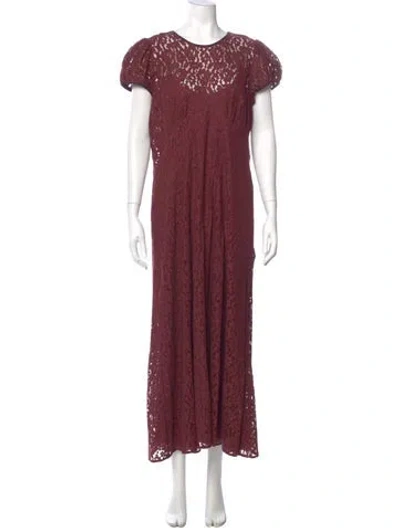 Pre-owned Doen Crew Neck Long Dress In Brown