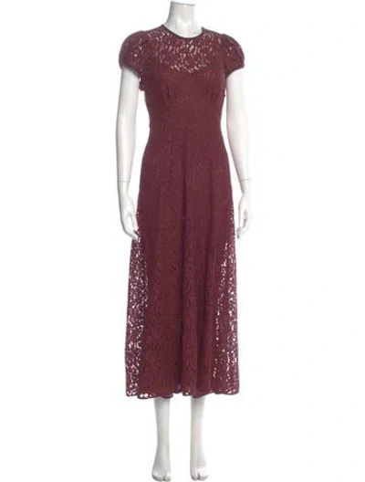 Pre-owned Doen Crew Neck Long Dress In Brown