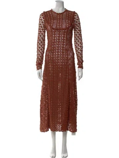 Pre-owned Doen Crew Neck Long Dress In Brown