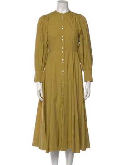 Pre-owned Doen Crew Neck Long Dress In Green