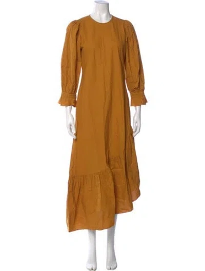 Pre-owned Doen Crew Neck Long Dress In Neutral