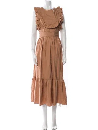 Pre-owned Doen Crew Neck Long Dress In Neutral
