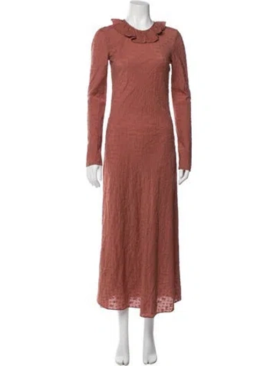 Pre-owned Doen Crew Neck Long Dress In Orange