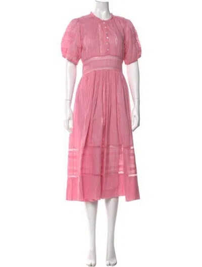 Pre-owned Doen Crew Neck Long Dress In Pink