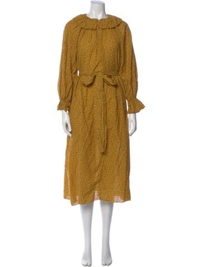 Pre-owned Doen Crew Neck Long Dress In Yellow