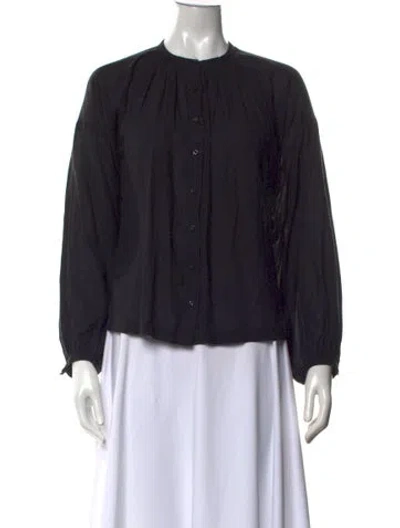 Pre-owned Doen Crew Neck Long Sleeve Blouse In Black