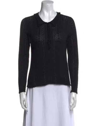 Pre-owned Doen Crew Neck Long Sleeve Top In Black
