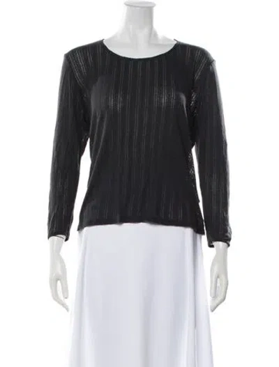 Pre-owned Doen Crew Neck Long Sleeve Top In Black