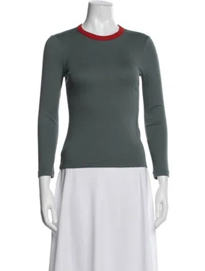 Pre-owned Doen Crew Neck Long Sleeve Top In Blue
