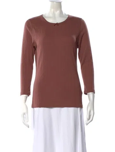 Pre-owned Doen Crew Neck Long Sleeve Top In Neutral
