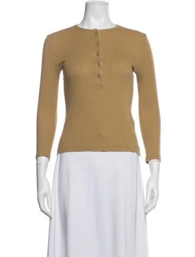 Pre-owned Doen Crew Neck Long Sleeve Top In Neutrals