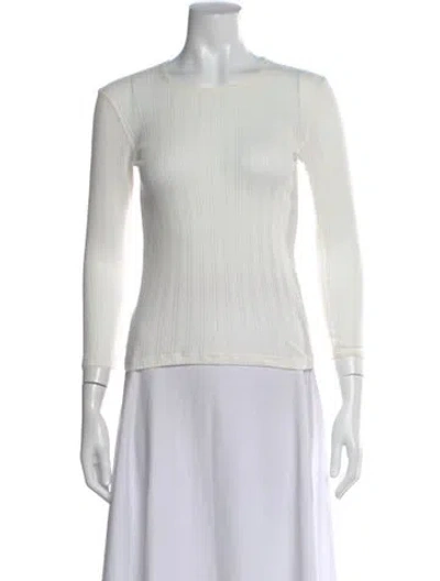 Pre-owned Doen Crew Neck Long Sleeve Top In White