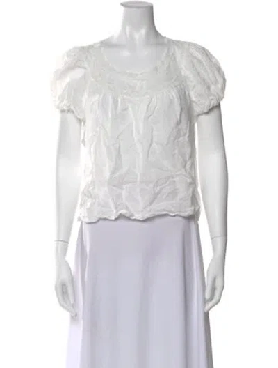 Pre-owned Doen Crew Neck Long Sleeve Top In White