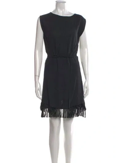 Pre-owned Doen Crew Neck Midi Length Dress In Black