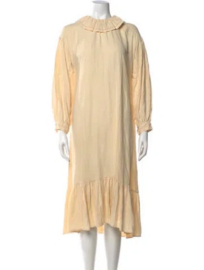 Pre-owned Doen Crew Neck Midi Length Dress In Neutral