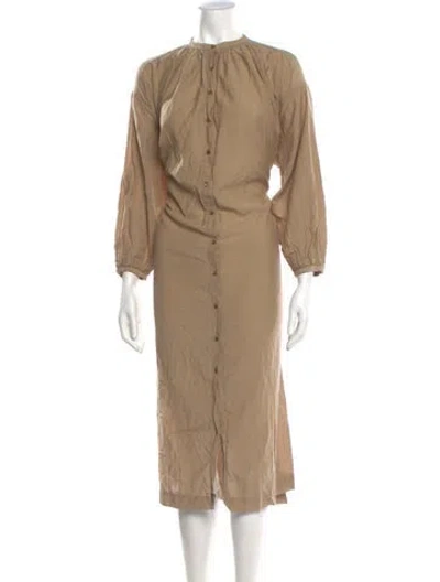Pre-owned Doen Crew Neck Midi Length Dress In Neutral