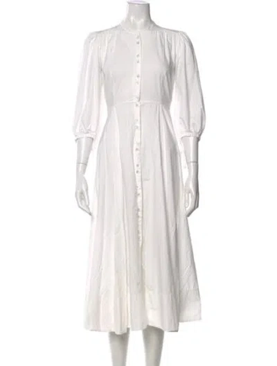 Pre-owned Doen Crew Neck Midi Length Dress In Neutral