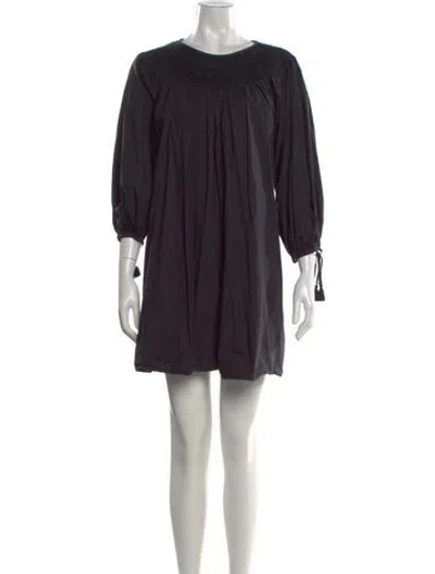 Pre-owned Doen Crew Neck Mini Dress In Black