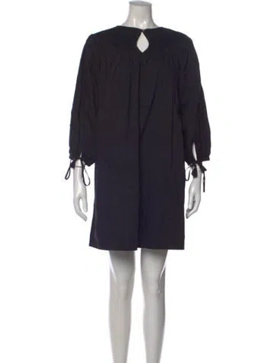 Pre-owned Doen Crew Neck Mini Dress In Black