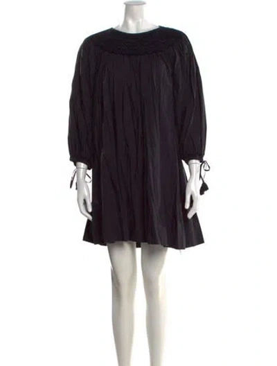 Pre-owned Doen Crew Neck Mini Dress In Black