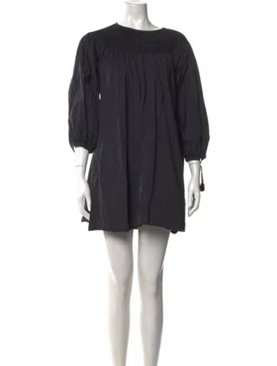 Pre-owned Doen Crew Neck Mini Dress In Black