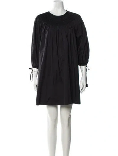 Pre-owned Doen Crew Neck Mini Dress In Black