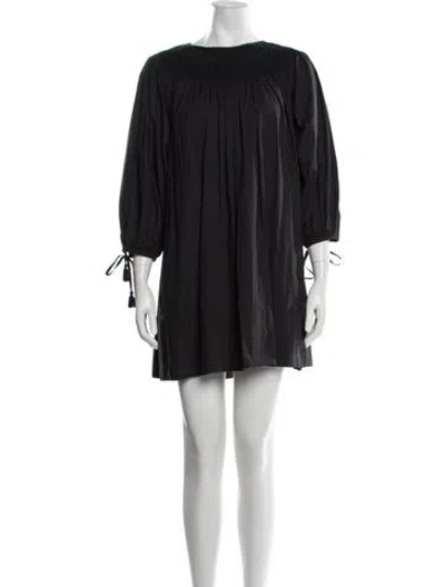 Pre-owned Doen Crew Neck Mini Dress In Black
