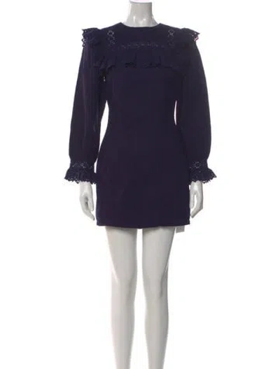 Pre-owned Doen Crew Neck Mini Dress In Blue