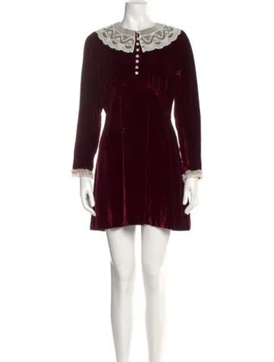 Pre-owned Doen Crew Neck Mini Dress In Burgundy