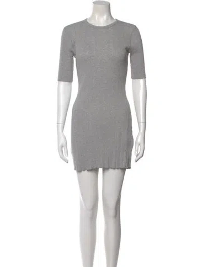 Pre-owned Doen Crew Neck Mini Dress In Gray