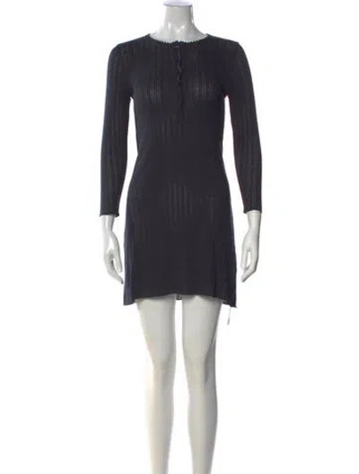 Pre-owned Doen Crew Neck Mini Dress In Gray