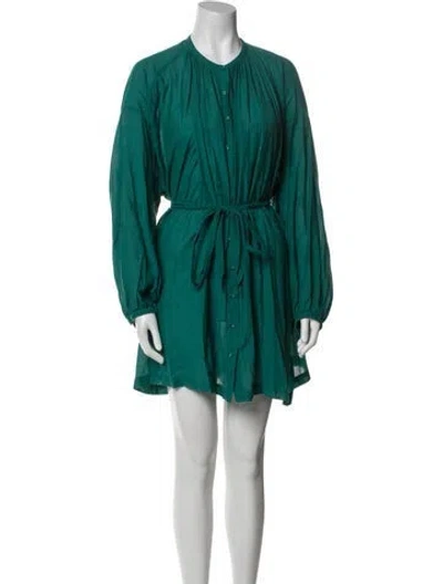 Pre-owned Doen Crew Neck Mini Dress In Green