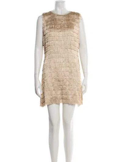 Pre-owned Doen Crew Neck Mini Dress In Neutral