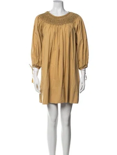 Pre-owned Doen Crew Neck Mini Dress In Neutrals